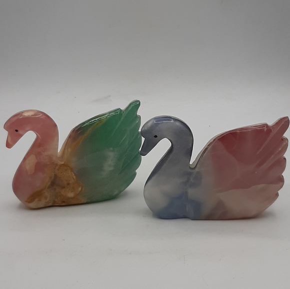Vintage Lot of 3 Swans Holeston Sculpture and 2 Marble Decorative Made in Canada - Picture 6 of 8